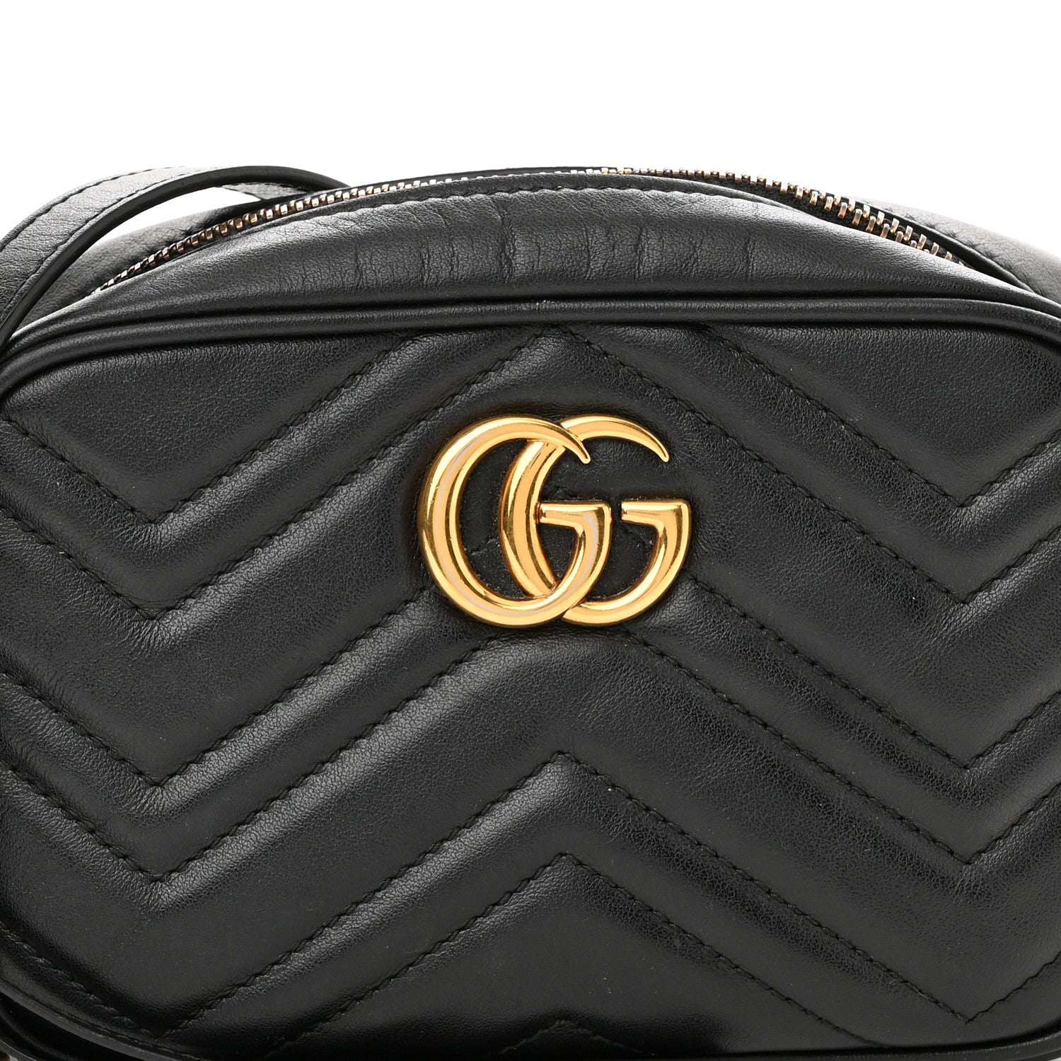Gucci Calfskin Matelasse Mini GG Marmont Chain Shoulder Bag Black 8 of 13