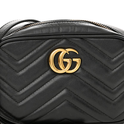 Gucci Calfskin Matelasse Mini GG Marmont Chain Shoulder Bag Black 8 of 13