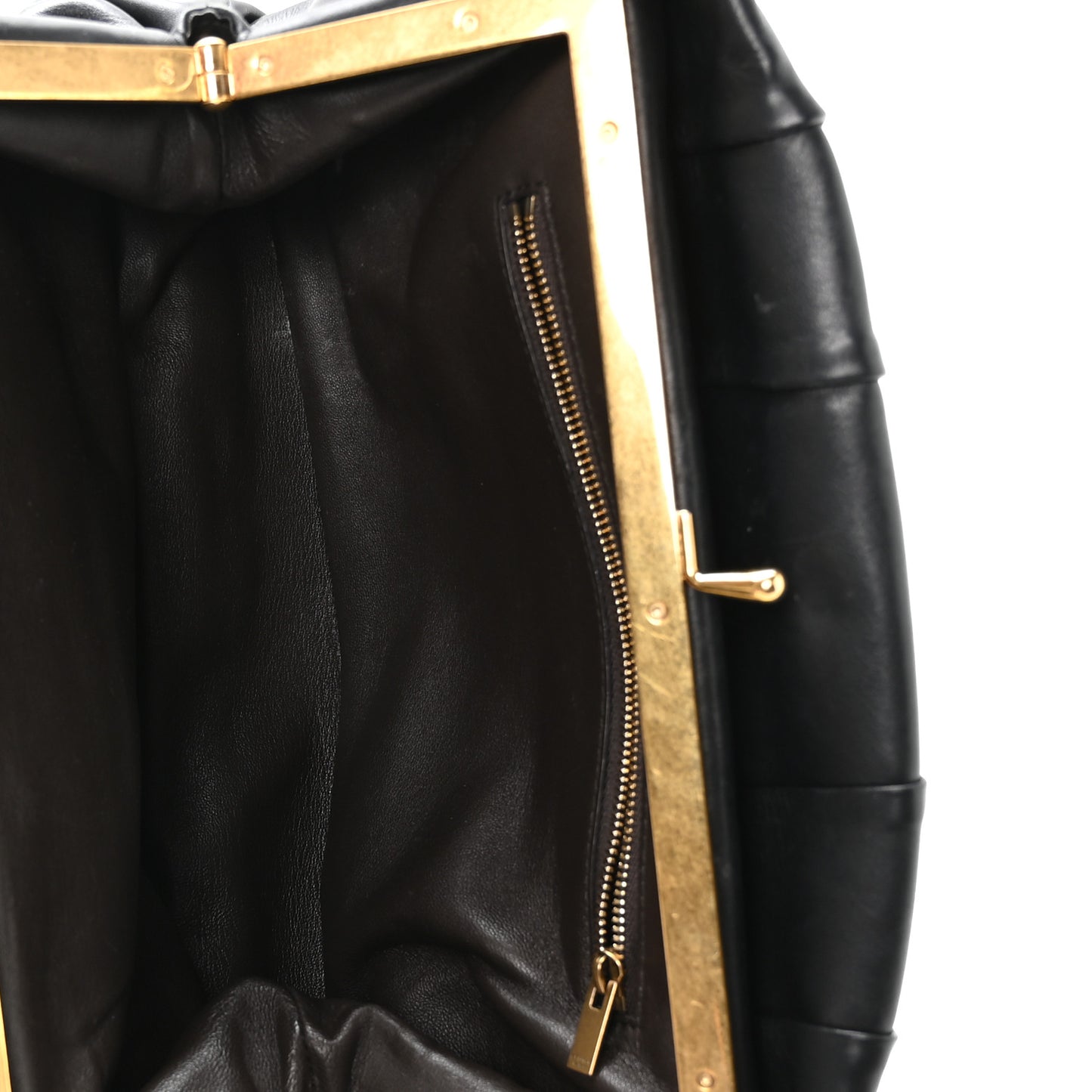 Calfskin Pleated French Lock Clutch Black