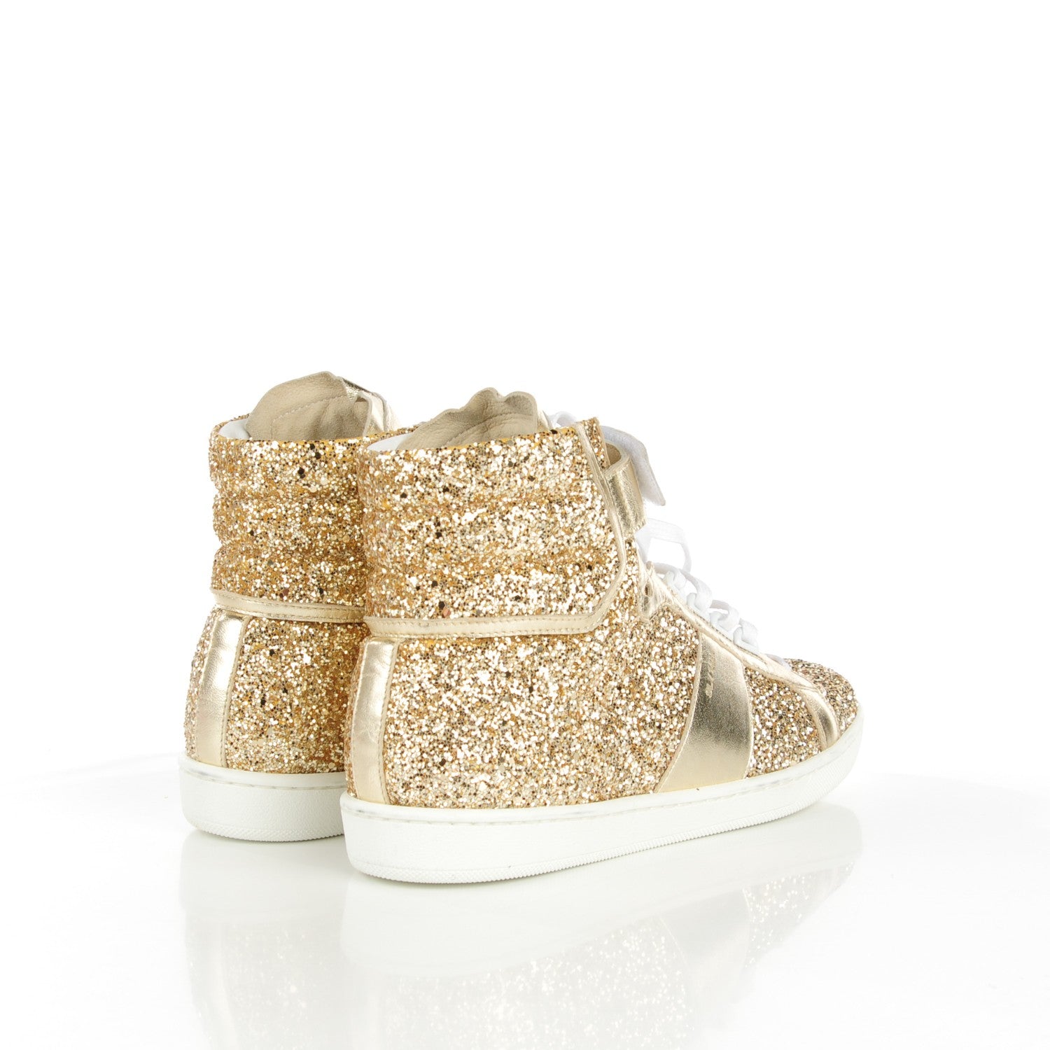 Saint Laurent Glitter Court Classic SL/14H High Top Sneakers 38.5 Gold 4 of 9