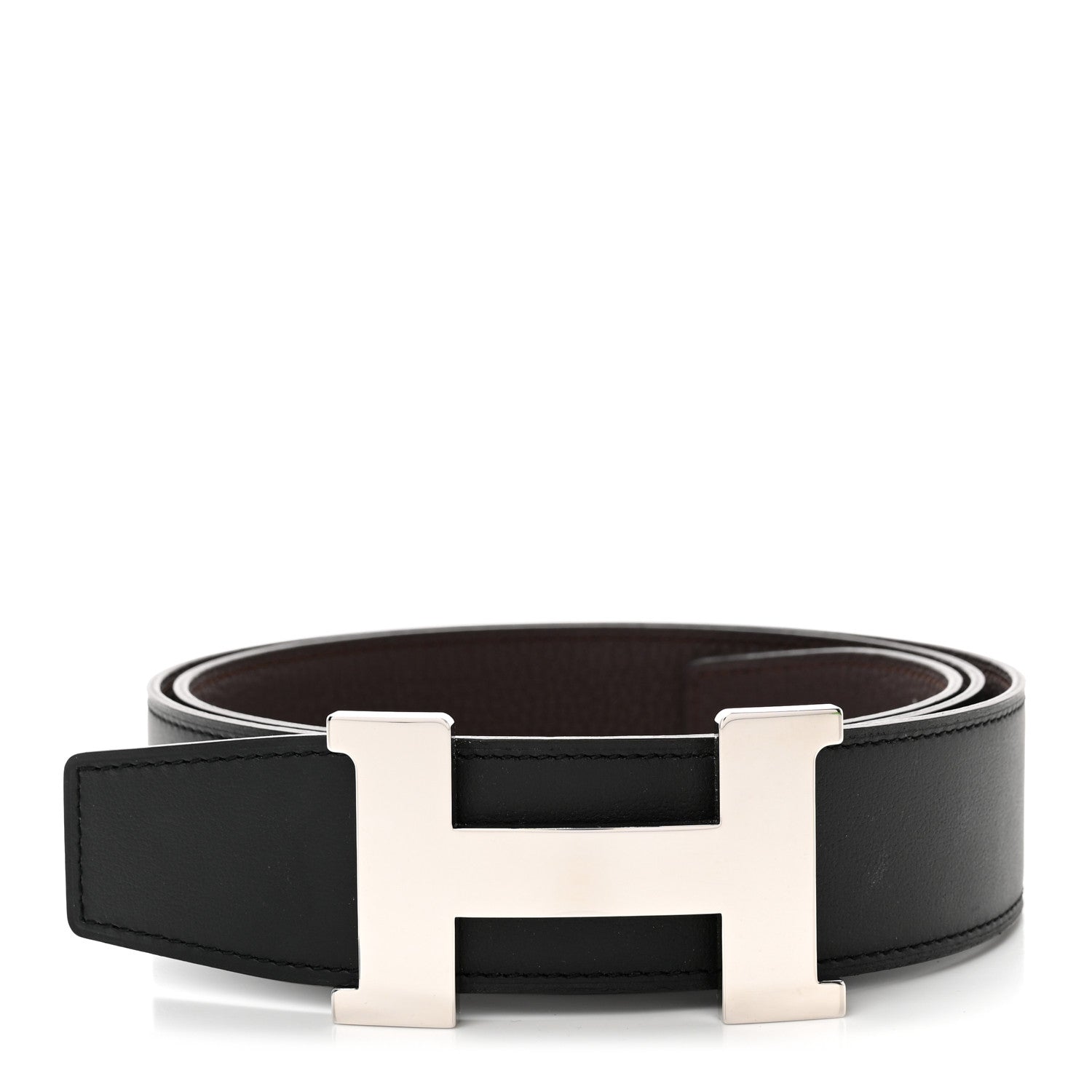 Hermes Swift Togo 32mm H Belt 95 Black Chocolate 1 of 5