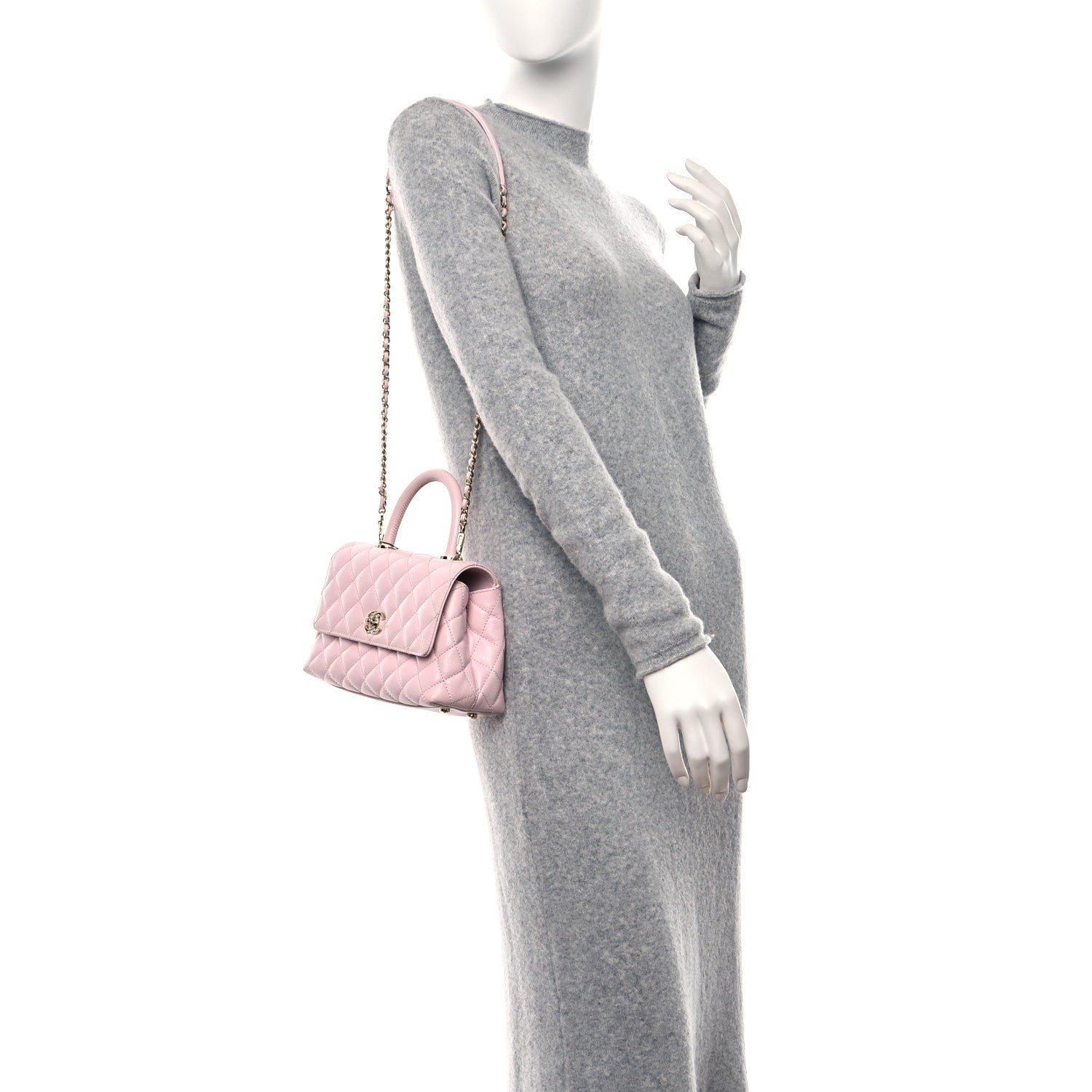 Chanel Caviar Quilted Mini Coco Handle Flap Light Pink 2 of 12