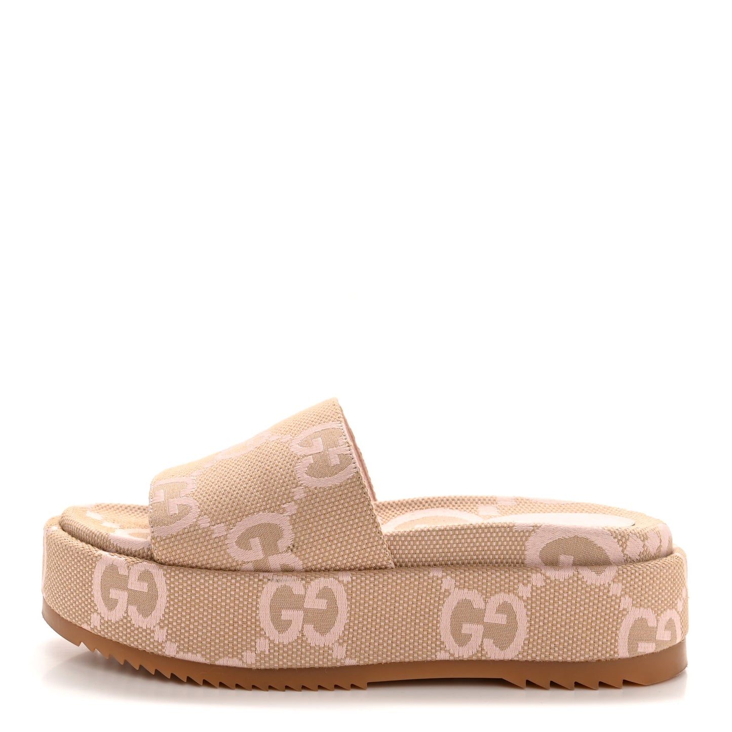 Monogram Jumbo GG Angelina Platform 55mm Slide Sandals 37.5 Beige Perfect Pink