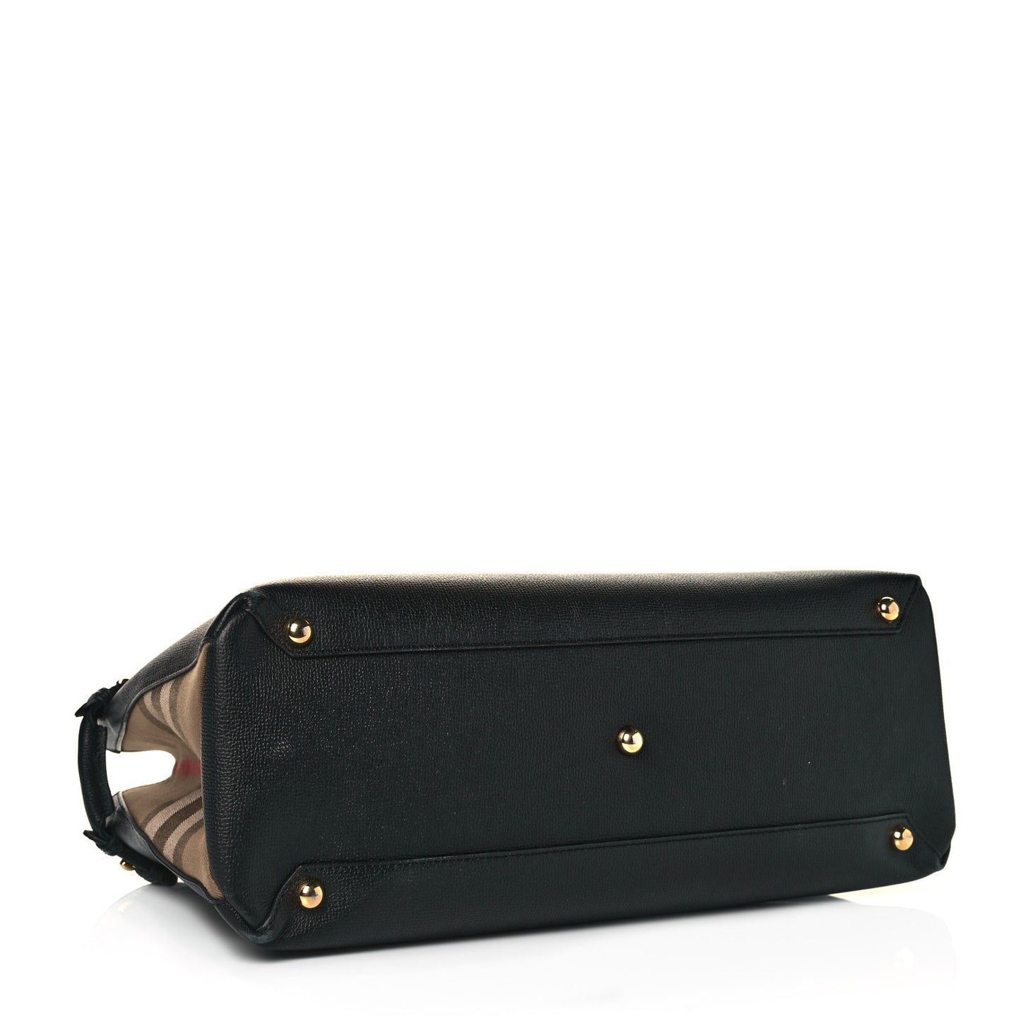 Grainy Calfskin House Check Large Banner Tote Black