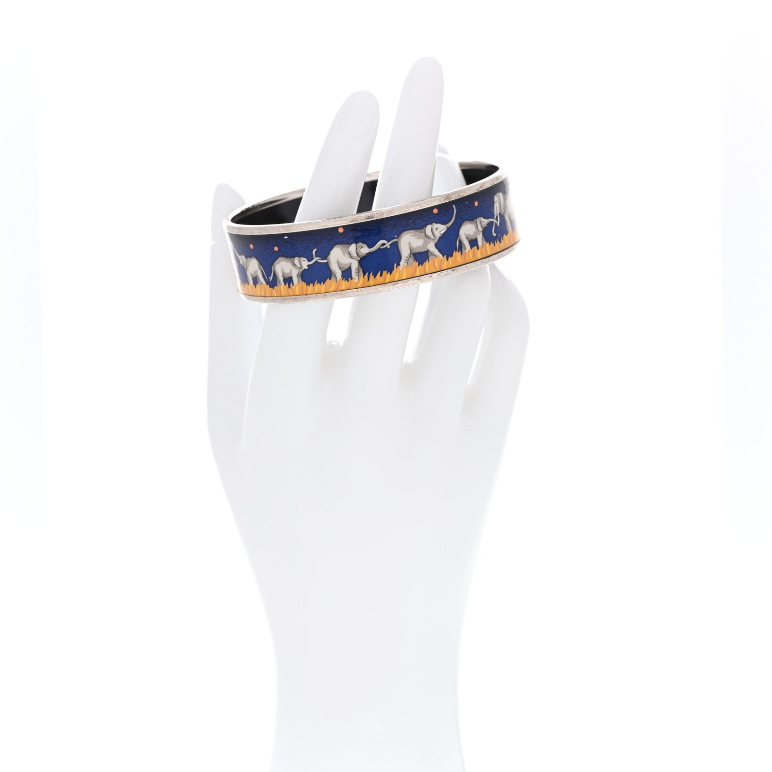 Hermes Enamel Printed Elephants Grazing Medium Bracelet 70 2 of 6