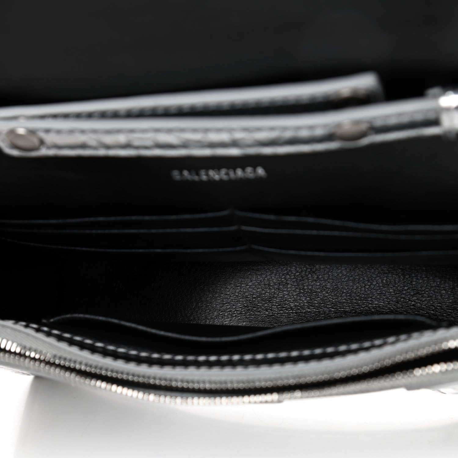 Balenciaga Metallic Calfskin Crocodile Embossed Hourglass Chain Bag Silver 4 of 7