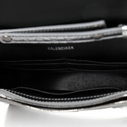 Balenciaga Metallic Calfskin Crocodile Embossed Hourglass Chain Bag Silver 4 of 7