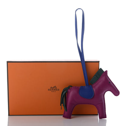 Hermes Milo Lambskin Grigri Rodeo Horse Bag Charm MM Rose Pourpre Malachite Bleu Electrique 4 of 4
