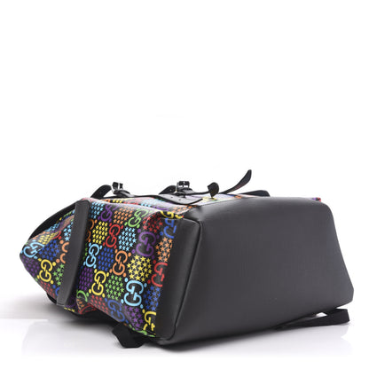 Gucci GG Supreme Monogram Psychedelic Large Double Buckle Backpack Black Multicolor 3 of 9