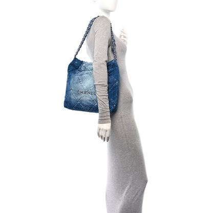 Chanel Denim Quilted Small Chanel 22 Blue 2 of 11