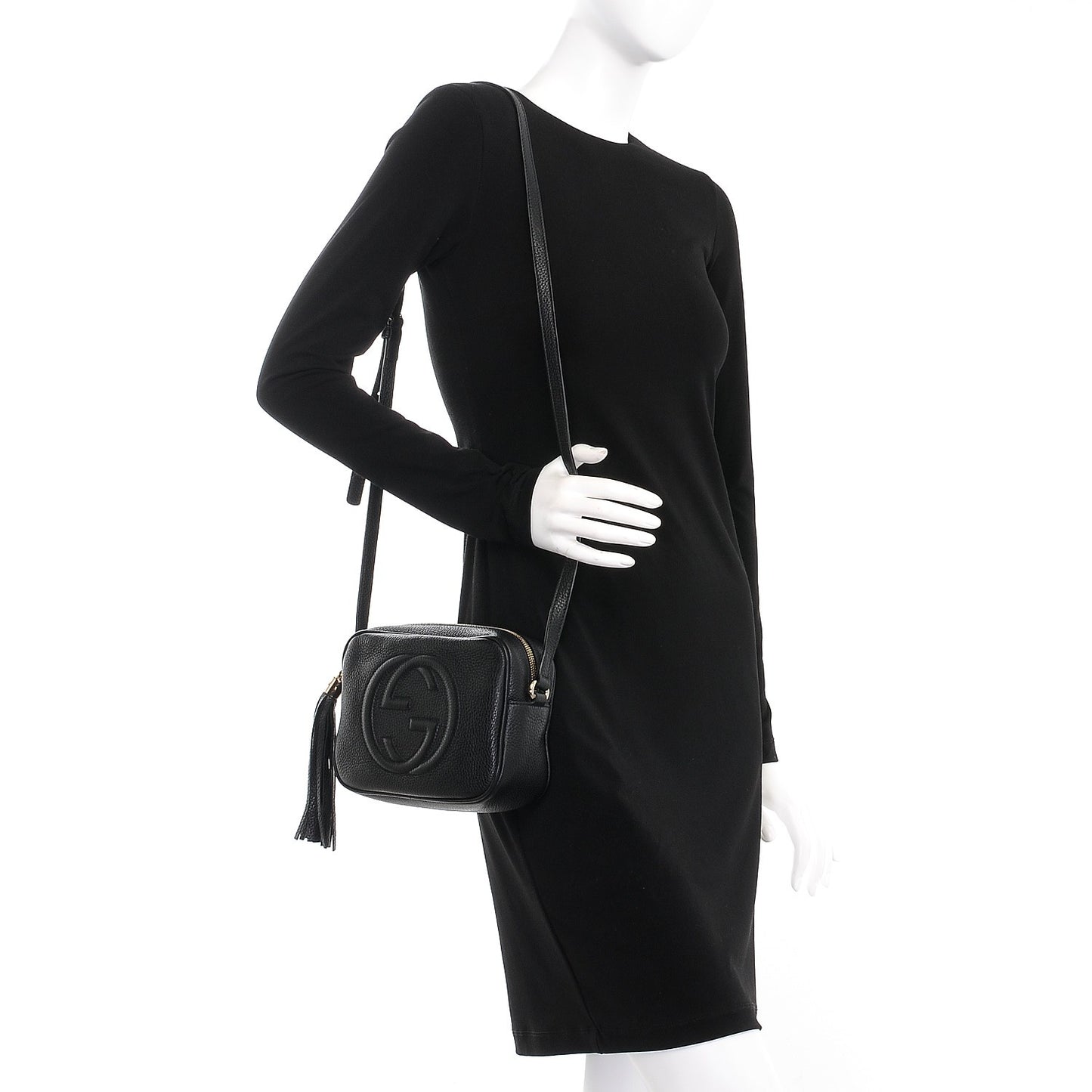 Pebbled Calfskin Small Soho Disco Bag Black