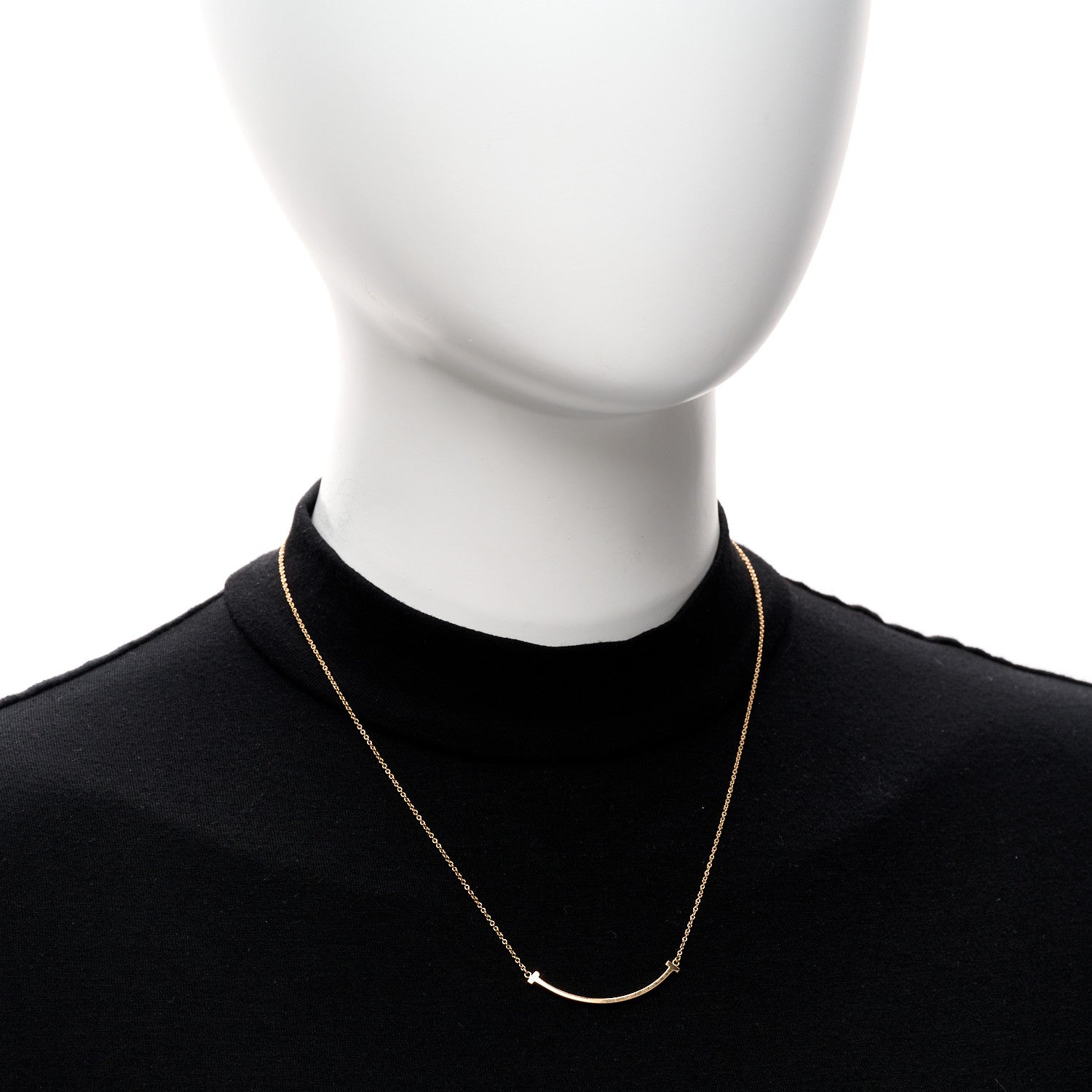Tiffany 18K Rose Gold Small T Smile Pendant Necklace 2 of 4