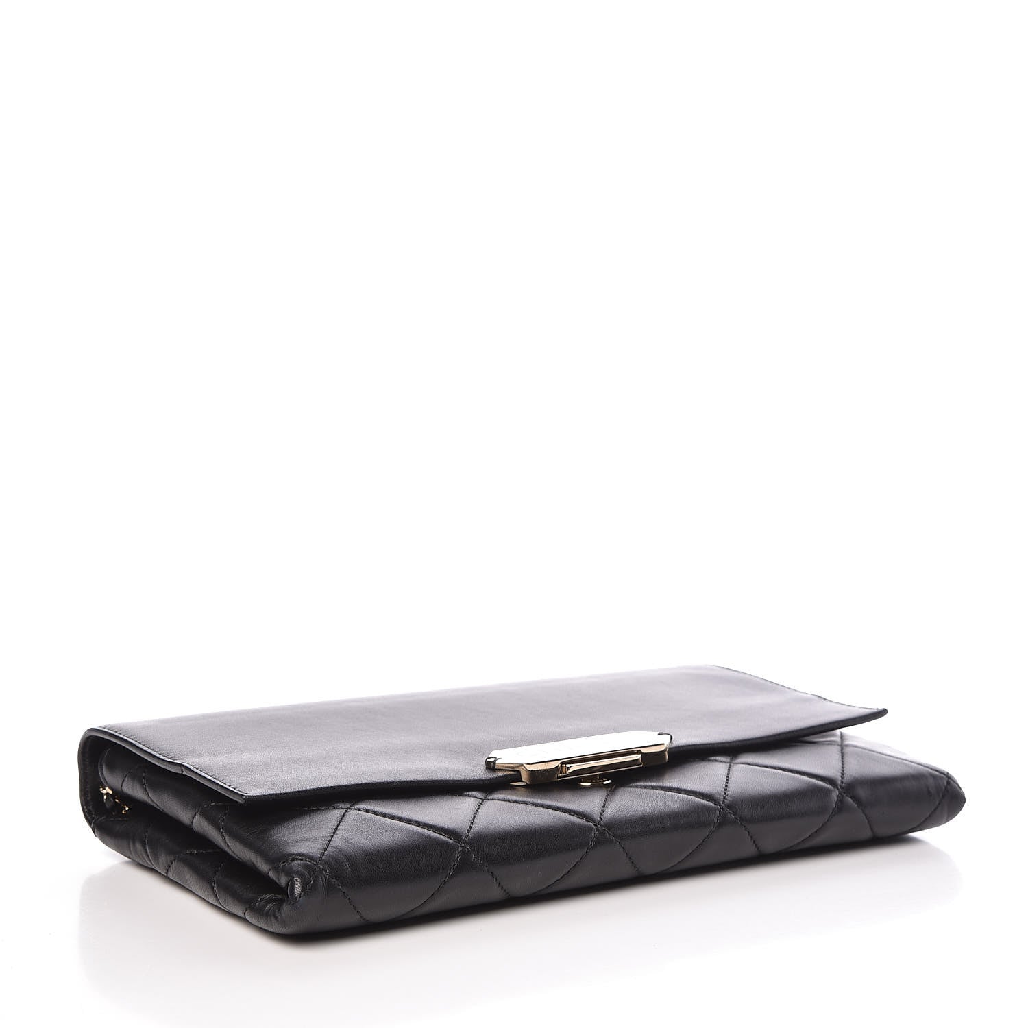 Chanel Lambskin Quilted Retro Label Clutch Black 4 of 16