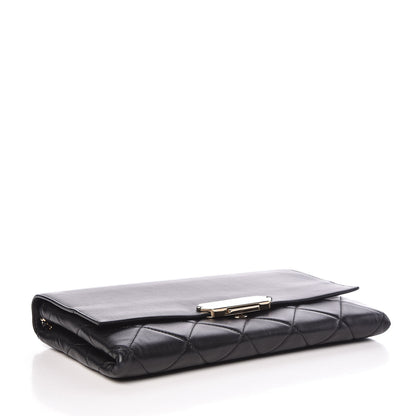 Chanel Lambskin Quilted Retro Label Clutch Black 4 of 16
