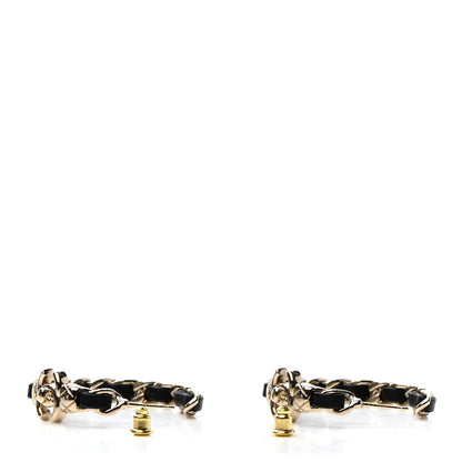 Chanel Lambskin CC Turnlock Chain Hoop Earrings Gold Black 3 of 4