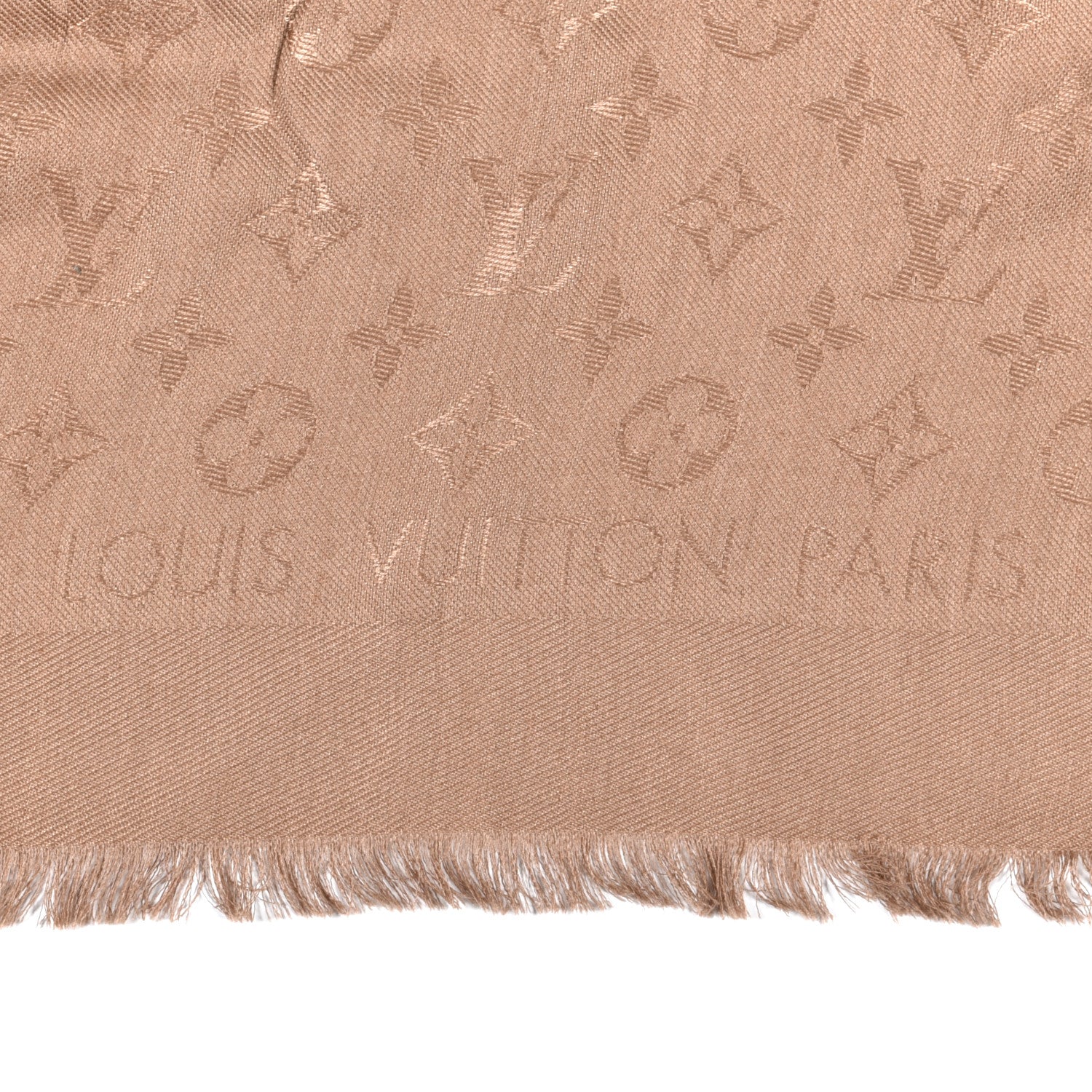 Louis Vuitton Silk Wool Monogram Shawl Cappuccino 2 of 3