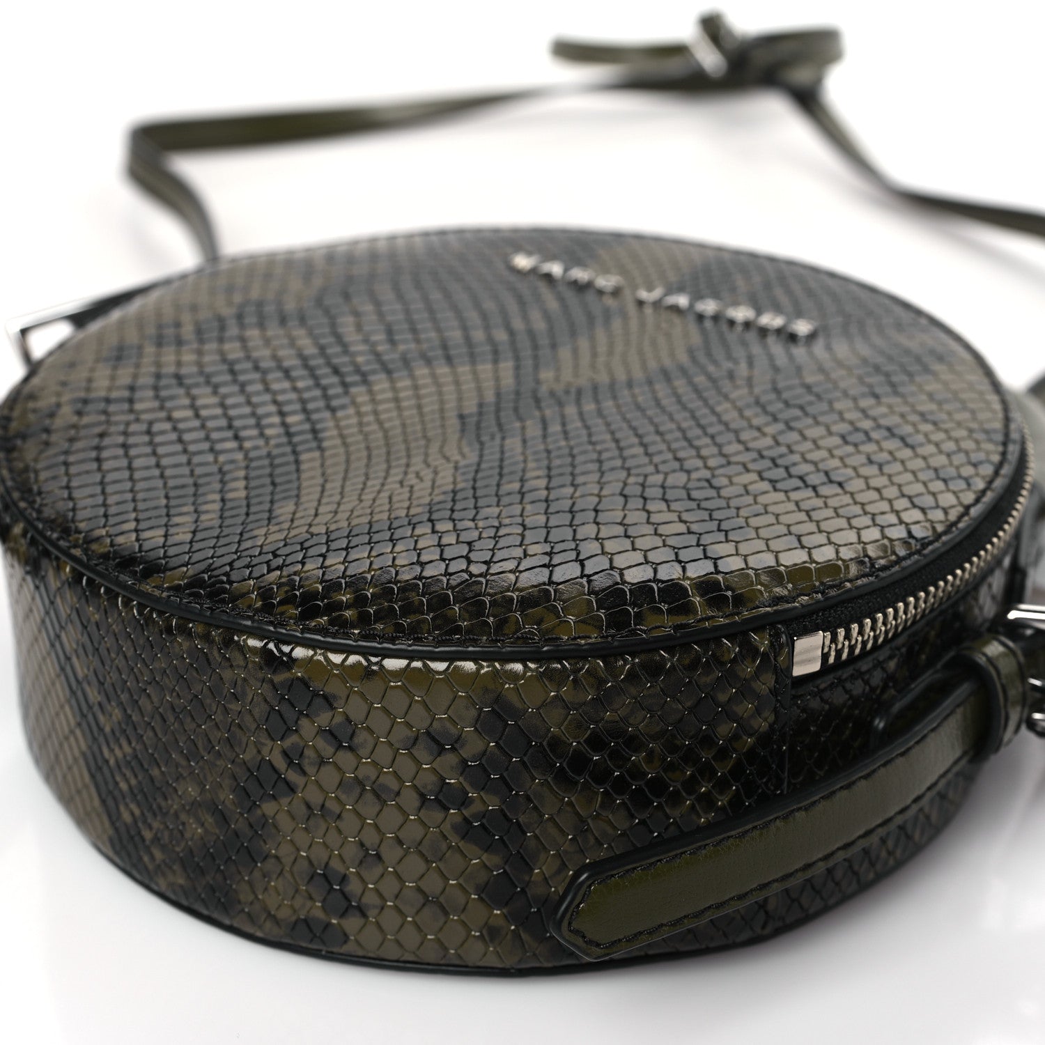 Marc Jacobs Snakeskin Embossed Circle Crossbody Dark Martini Olive Green 9 of 9