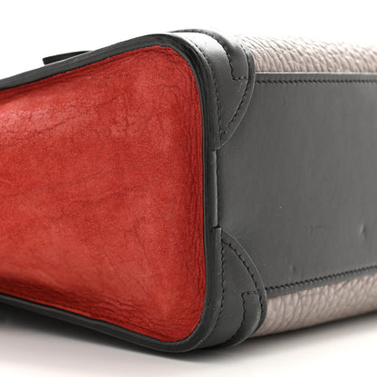 Celine Bullhide Calfskin Nubuck Nano Tri-Color Luggage Ruby 9 of 16