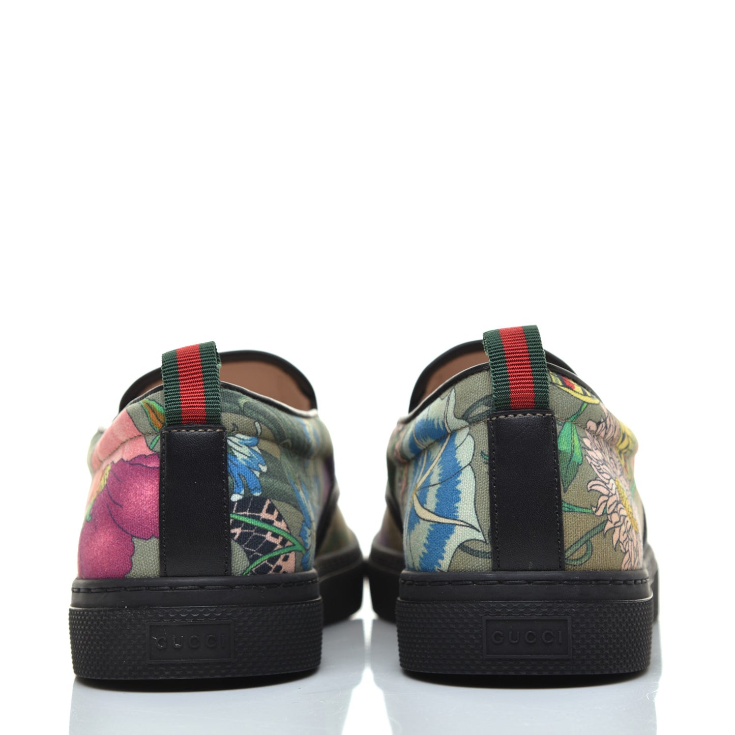 Canvas Miro Soft Calfskin Web Floral Snake Print Mens Dublin Slip On Sneakers 9.5 Militare Multicolor Black
