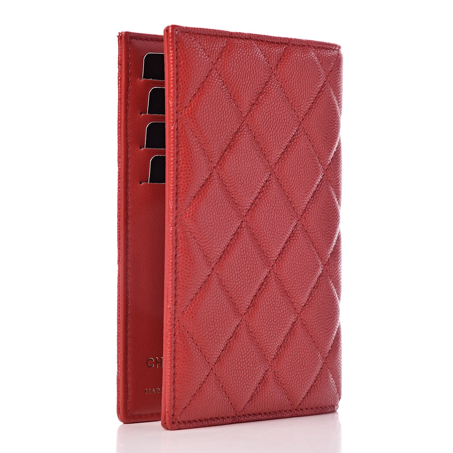 Caviar Quilted Passport Holder Red