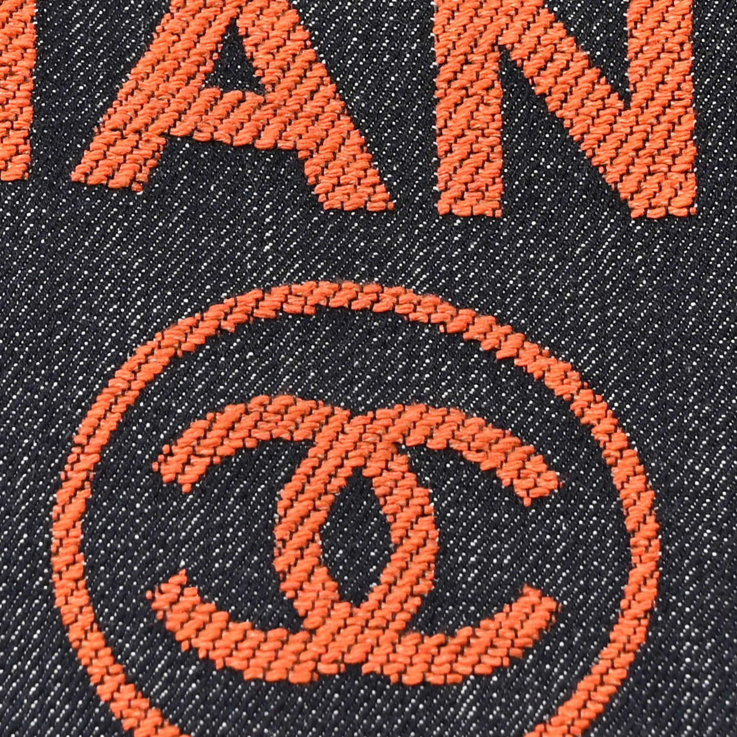 Chanel Denim Medium Deauville Tote Blue Orange 8 of 10