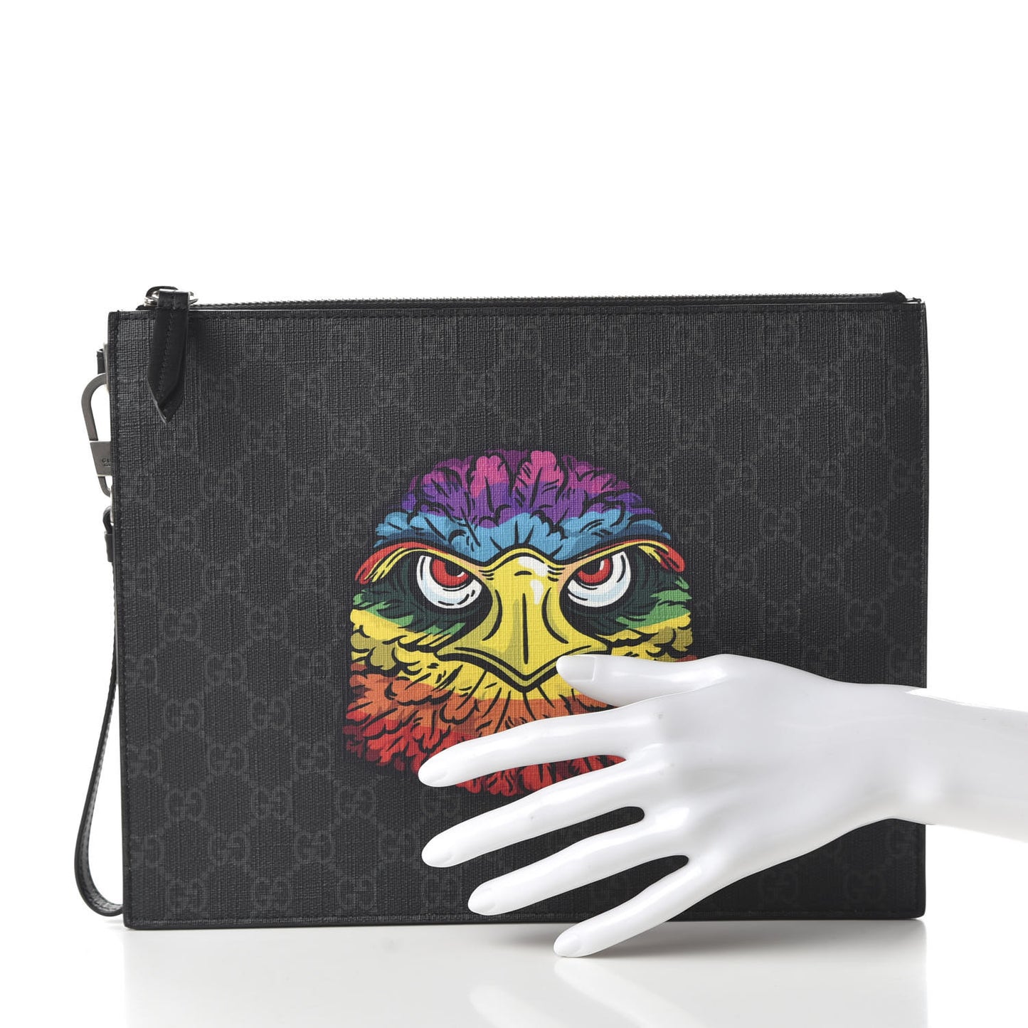 GG Supreme Monogram Rainbow Eagle Documents Holder Black Grey Multicolor
