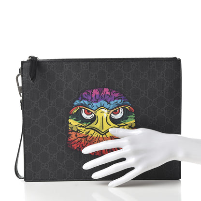 Gucci GG Supreme Monogram Rainbow Eagle Documents Holder Black Grey Multicolor 2 of 10