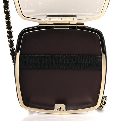 Chanel Lambskin Quilted Compact Vanity Case Purse With Chain Black 6 of 12