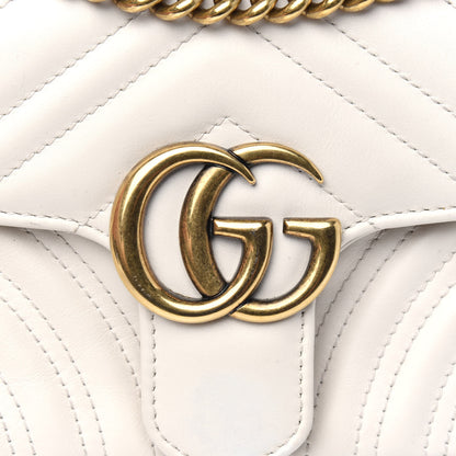 Gucci Calfskin Matelasse Mini GG Marmont Shoulder Bag White 21 of 24