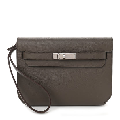 Hermes Epsom Kelly Depeches 25 Pouch Etain 1 of 9