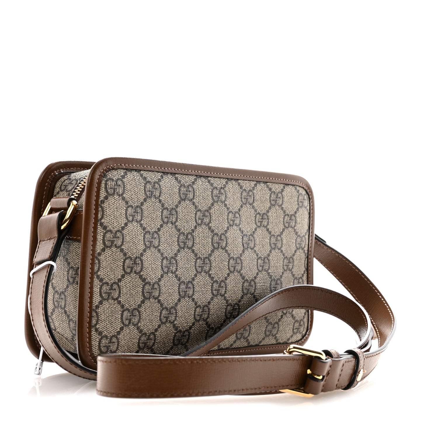 GG Supreme Monogram Azalea Calfskin Mini Retro Interlocking G Shoulder Bag Beige Ebony Brown Sugar