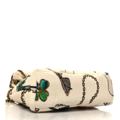 Saint Laurent Terrycloth Summer Print Quilted Small Loulou Puffer Monogram Chain Satchel Multicolor White 4 of 11