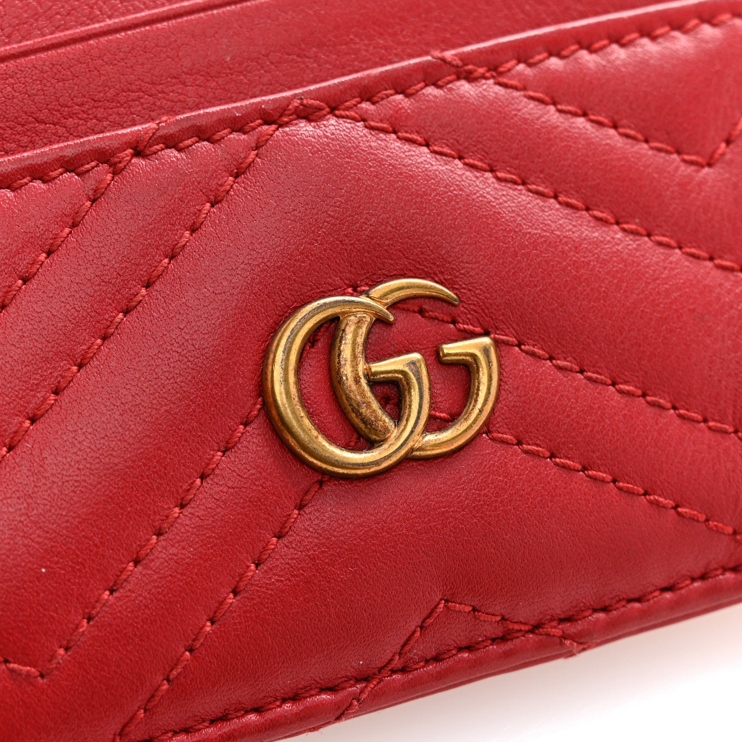 Gucci Calfskin Matelasse GG Marmont Card Holder Hibiscus Red 6 of 7