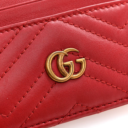 Gucci Calfskin Matelasse GG Marmont Card Holder Hibiscus Red 6 of 7