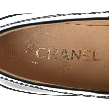 Chanel Shiny Calfskin Logo Loafers 36.5 Black 7 of 10