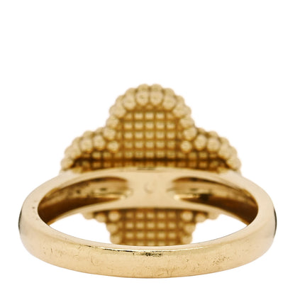 Van Cleef & Arpels 18K Yellow Gold Diamond Black Onyx Vintage Alhambra Ring 52 6 4 of 6