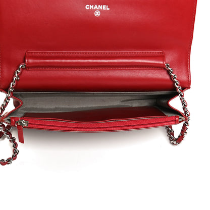 Chanel Patent Quilted Brilliant Wallet On Chain WOC Red 5 of 11