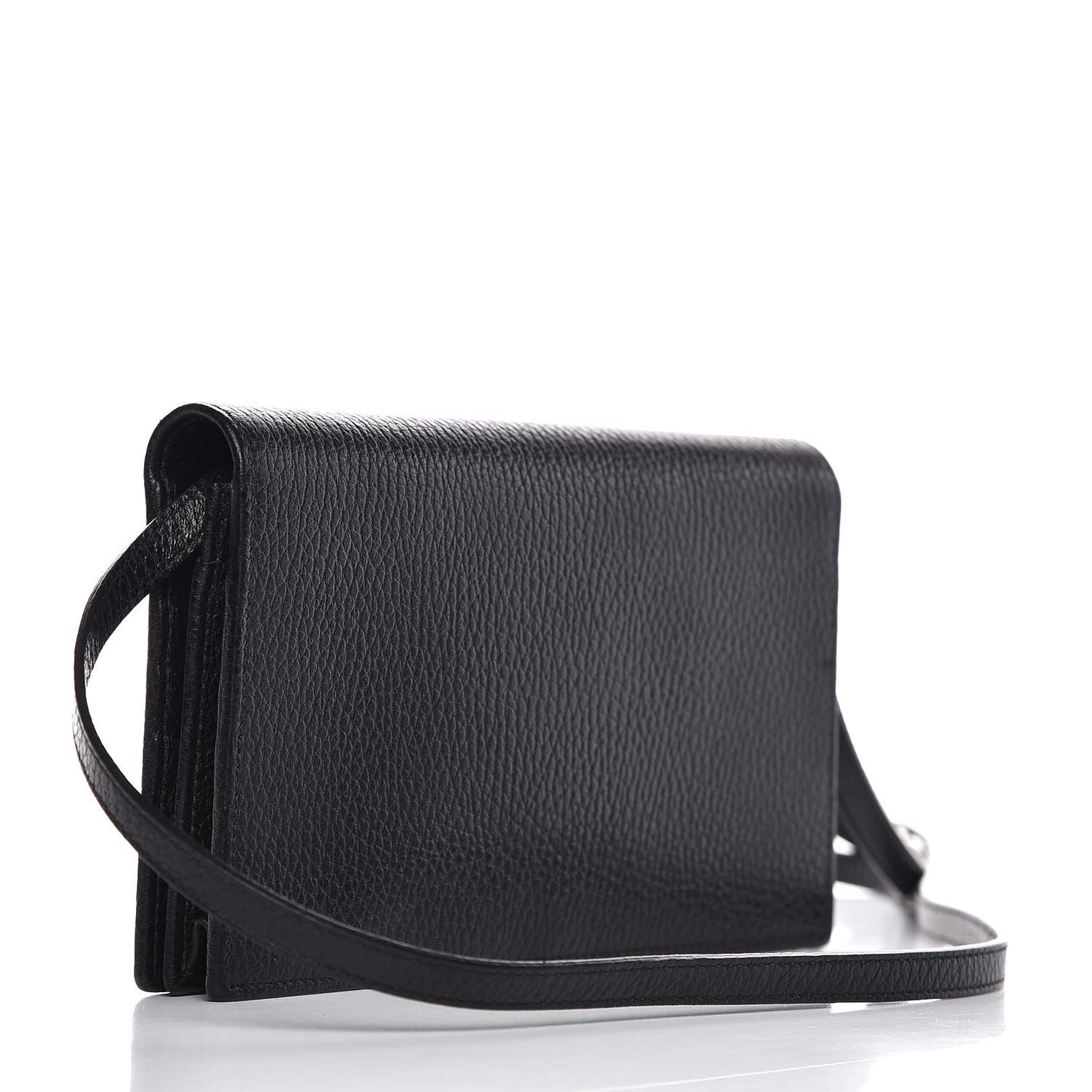 Dollar Calfskin Mini Swing Wallet Bag Black
