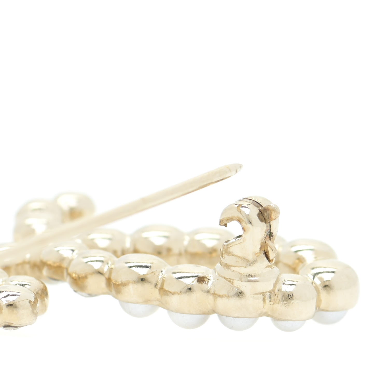 Chanel Metal Glass Swirling Pearls Brooch Pin Gold 9 of 10
