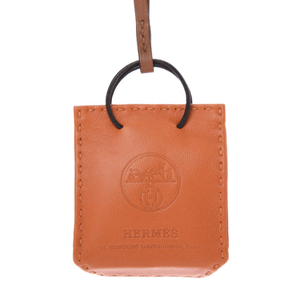 Hermes Milo Lambskin Swift Shopping Bag Charm Feu Gold 5 of 6