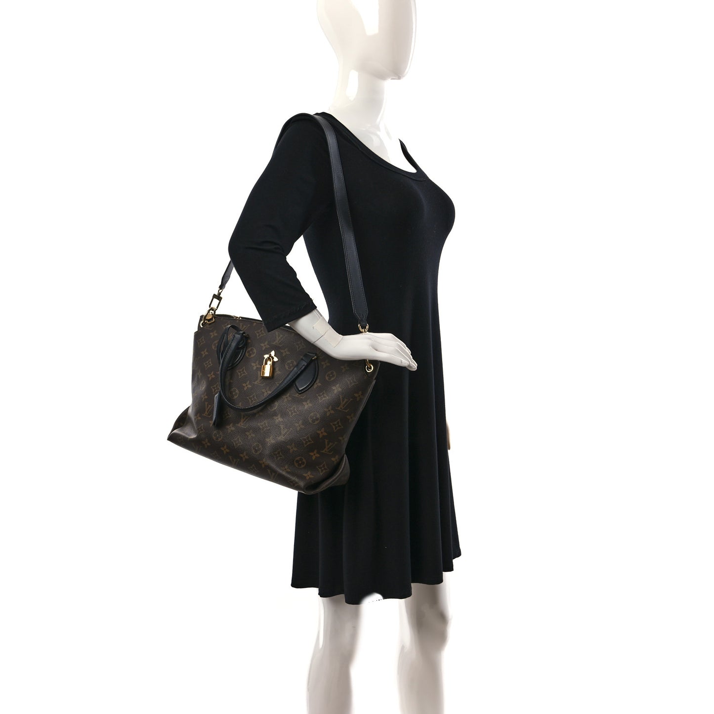 Monogram Flower Zipped Tote MM Black