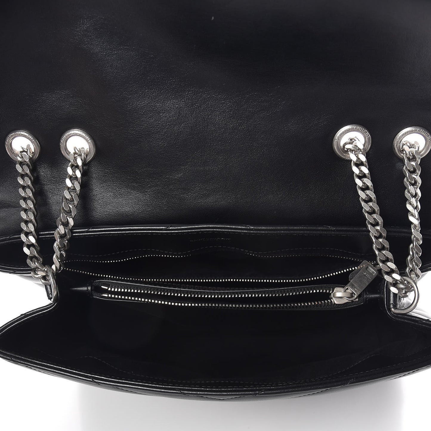 Calfskin Y Quilted Monogram Medium Loulou Chain Satchel Black