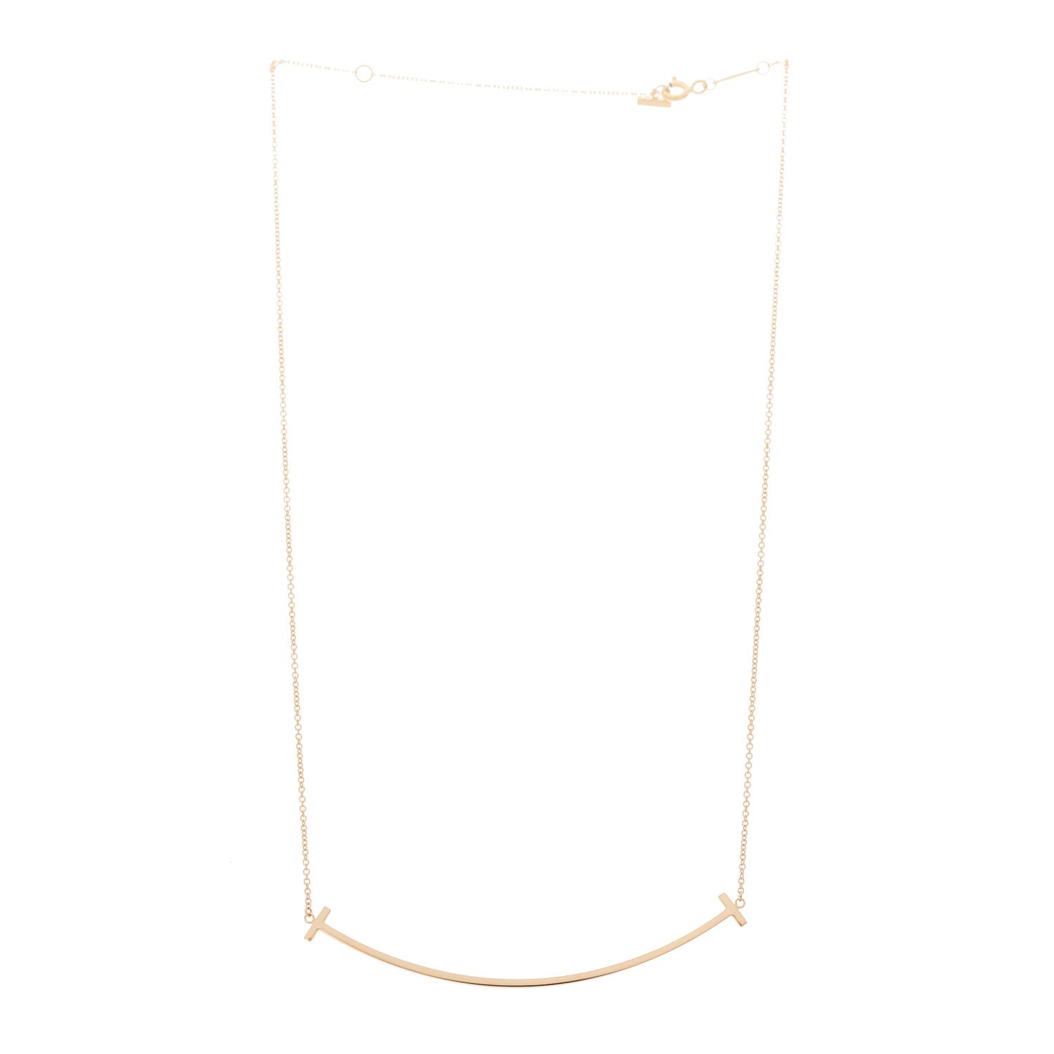 Tiffany 18K Rose Gold Large T Smile Pendant Necklace 3 of 6