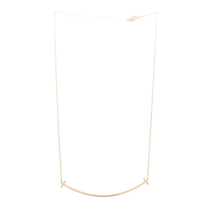 Tiffany 18K Rose Gold Large T Smile Pendant Necklace 3 of 6