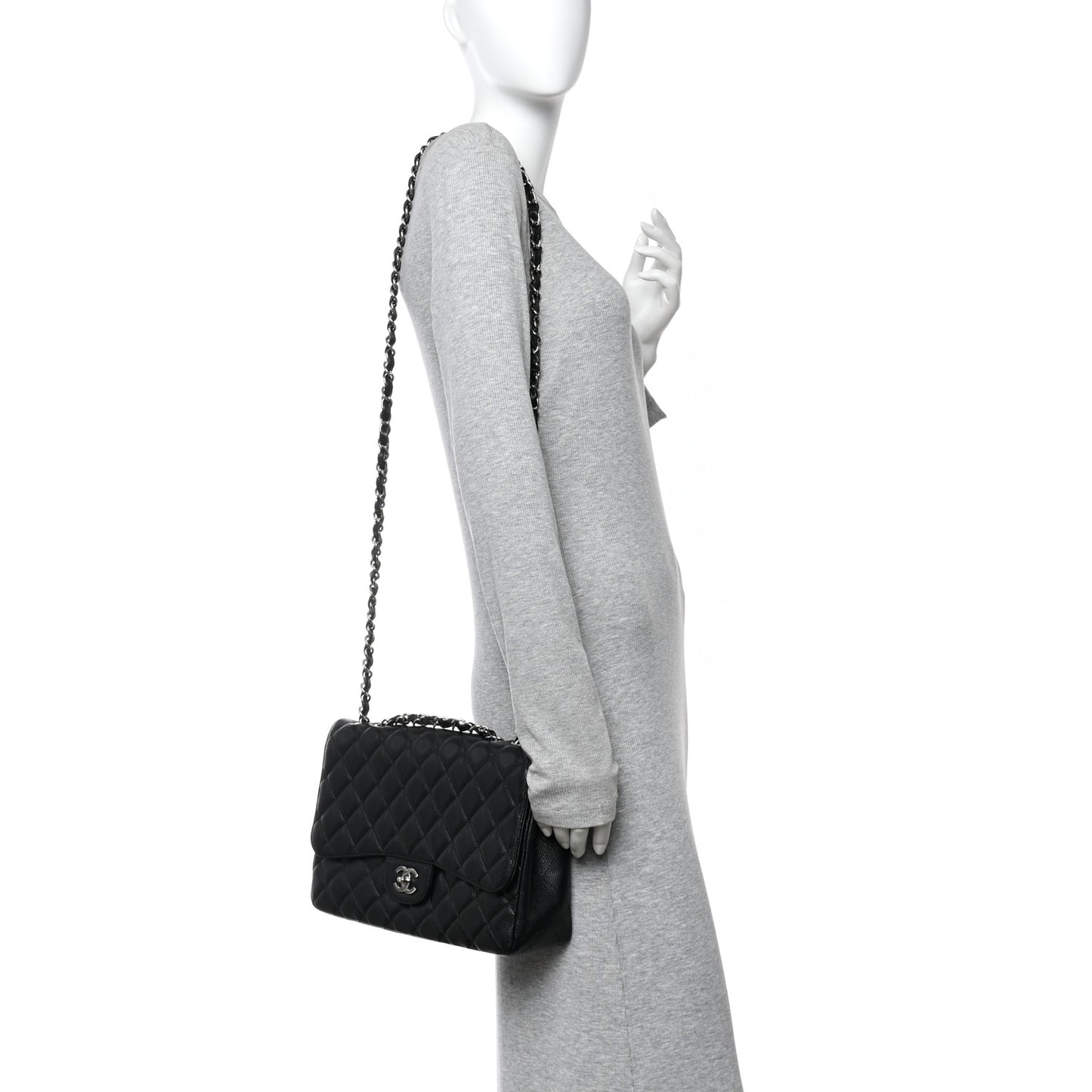 Caviar Quilted Jumbo Single Flap Black