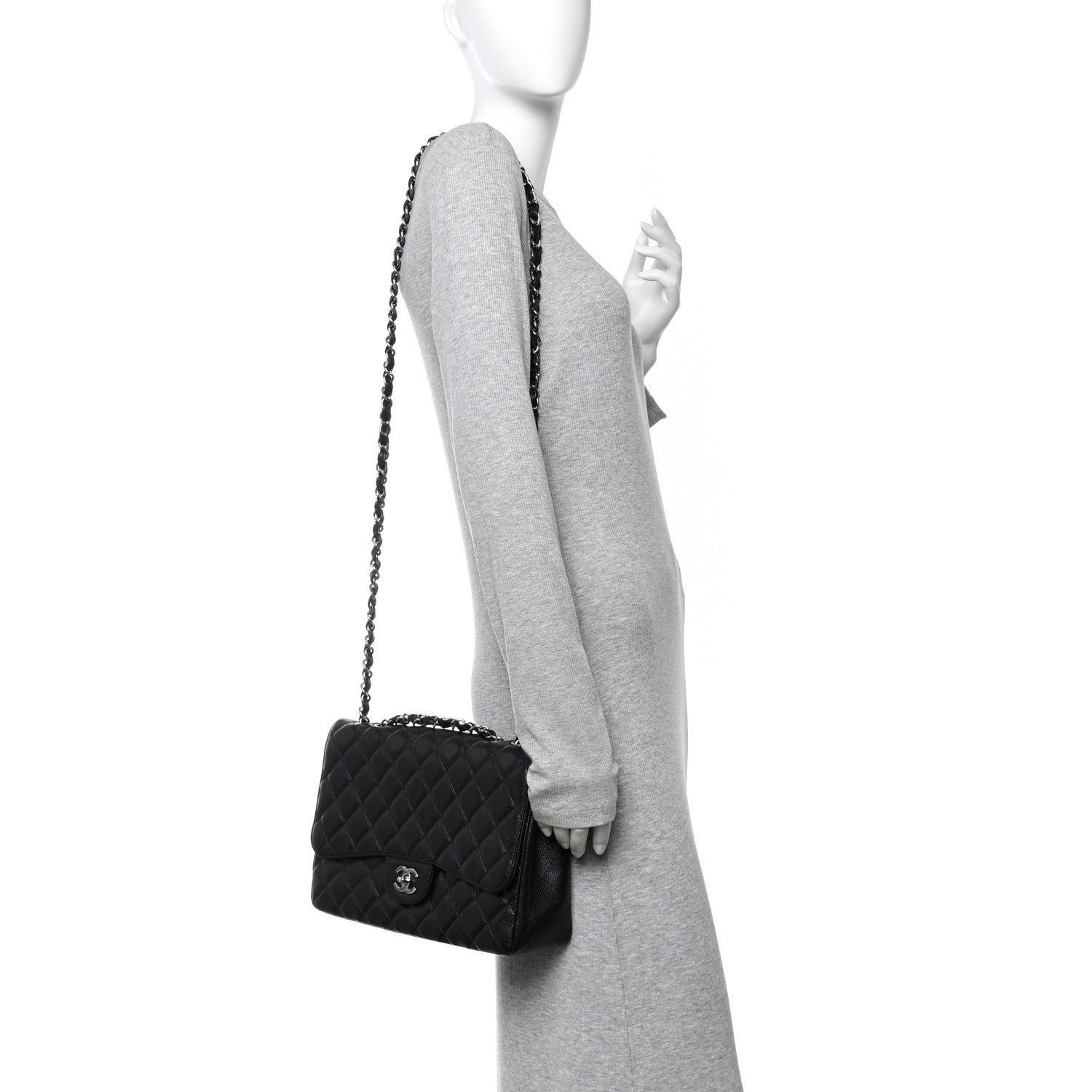 Chanel Caviar Quilted Jumbo Single Flap Black 2 of 11