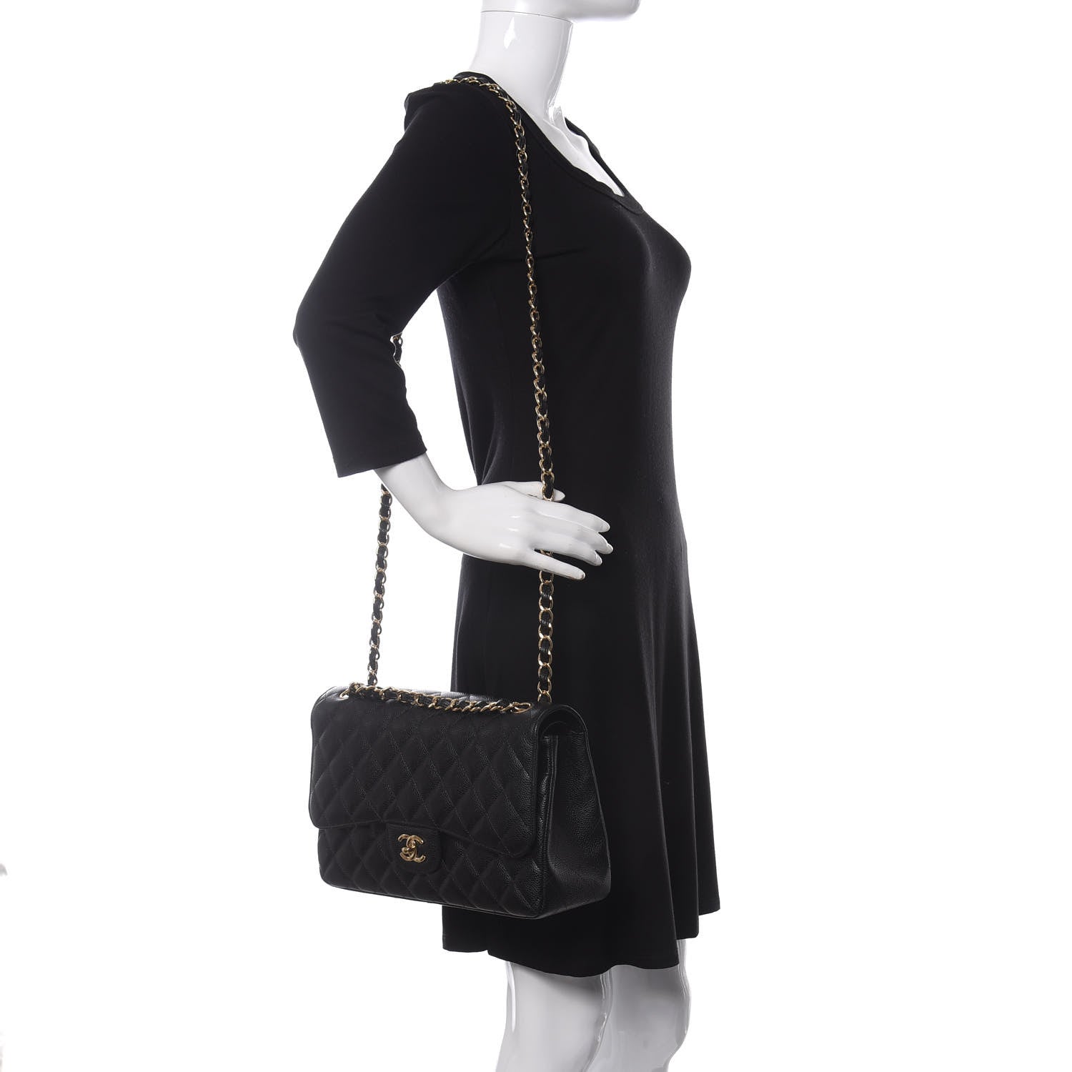 Chanel Caviar Quilted Jumbo Double Flap Black 2 of 9