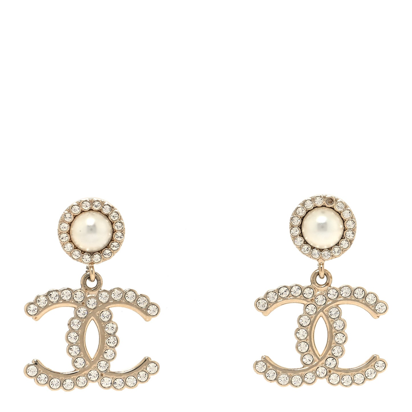 Crystal Pearl Bow-tiful CC Drop Earrings Gold