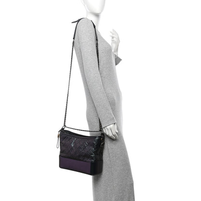 Chanel Iridescent Aged Calfskin Quilted Medium Gabrielle Hobo Black 2 of 11