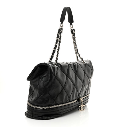 Chanel Calfskin Stitched Large Expandable Flap Bag Black 3 of 11